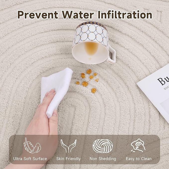 Pauwer 3x8 Washable Area Rugs for Living Room Modern Beige Solid Color Soft Fluffy Rugs for Bedroom Non Slip Boho Accent Indoor Mat Floor Carpet Cover for Kids Dining Room Kitchen Office