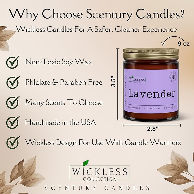 Wickless Lavender Scented Candles for Candle Warmer Lamp, Many Scents to Choose, 100% Non-Toxic Soy Wax, Candle Melts for Warming Plate, Handmade in The USA (Lavender)