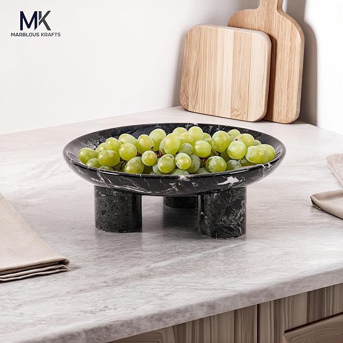 Black Zebra Marble Tray 8' inch Vanity Organizer, Perfume Display and Jewelry Dish, Bathroom Countertop Storage for Modern Home Decor