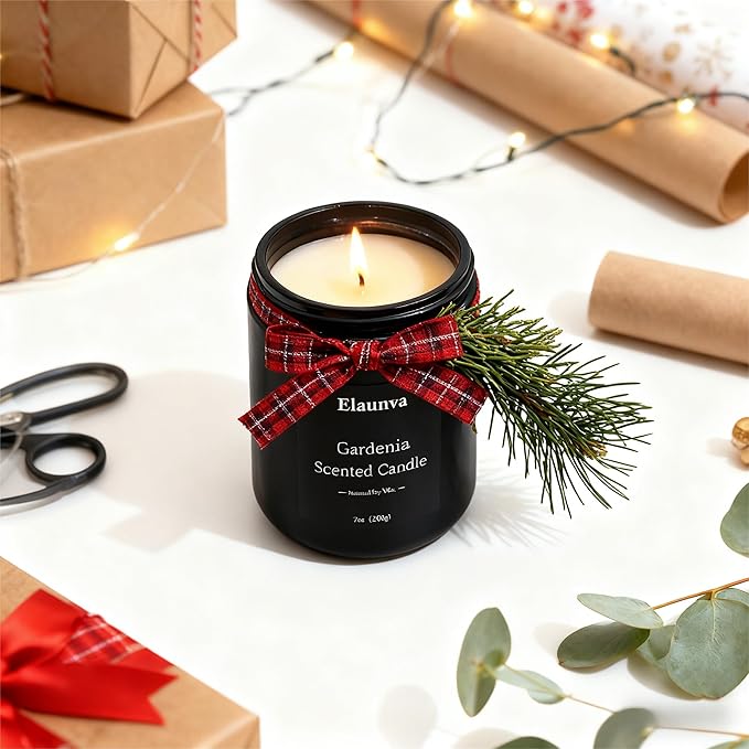 Gardenia Scented Candle, 7oz(200g) Natural Soy Wax Aromatherapy Candle, Spring Home Fragrance, Home Decoration, Stress Relief & Relaxation, Perfect Spring Gifts for Men and Women
