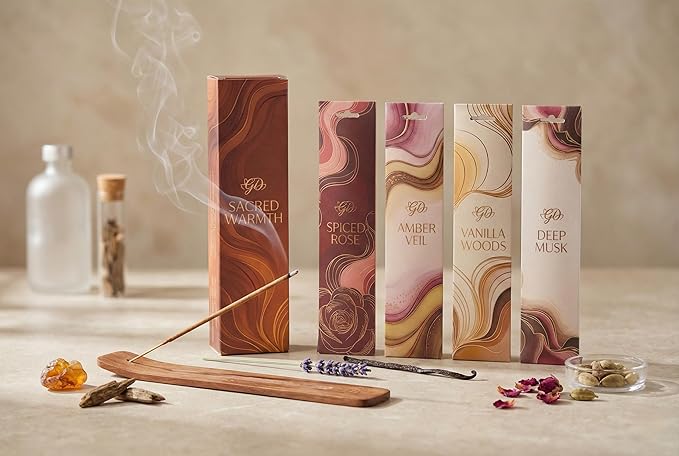 Premium Guruji Divinity Sacred Warmth Incense Sticks Gift Set | Hand-Rolled Masala Incense for Meditation, Yoga & Home Fragrance