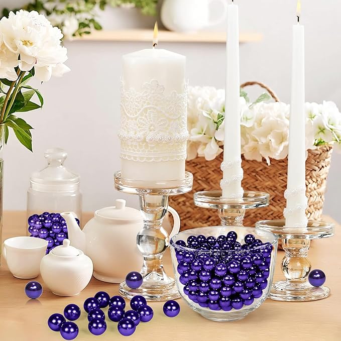 2800Pcs Dark Purple Vase Filler Pearl Beads for Crafting 6mm Beads No Holes Decor Suitable for Wedding Decor, Party Decorations, Centerpiece Table Decorations