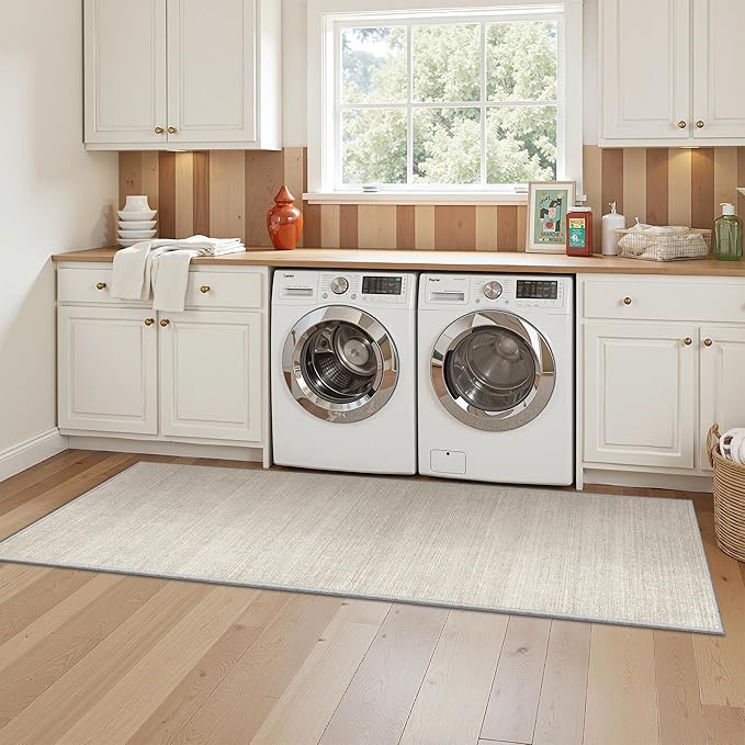 Valenrug Washable Rugs 2x6 - Stain Resistant 2x6 Area Rugs for Living Room, Non Slip Backing Large Area Rugs for Bedroom, Folable Machine Washable Area Rug (2'x6', Beige)