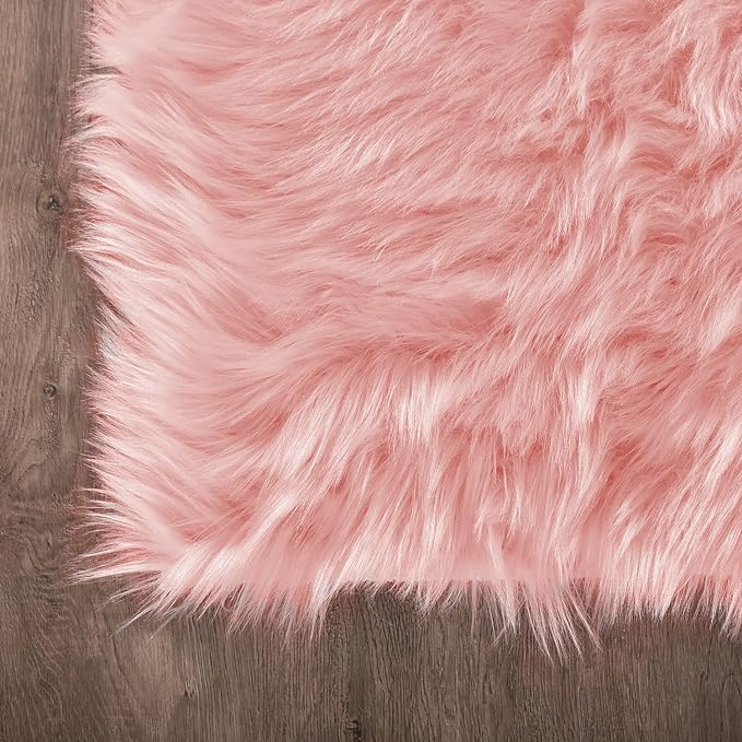 Latepis Pink Circle Round Rug 3ft Faux Fur Sheepskin Rugs for Living Room Fuzzy Rugs for Teen Girls Bedroom Teen Room Dorm Cute Rug Room Décor