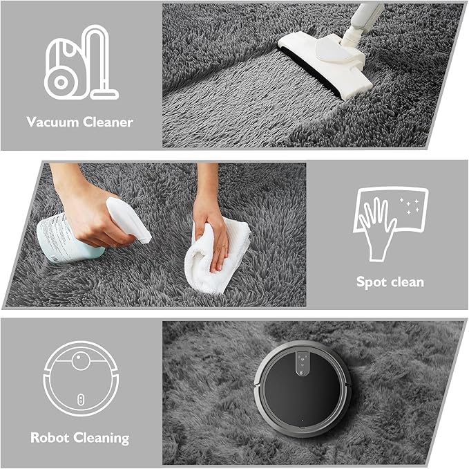 yulidayang Fluffy Round Area Rugs for Bedroom,4'X4'Shag Circle Area Rugs for Living Room,Non Slip Fuzzy Plush Rug for Kids Room Boys Girls Room and Dorm,Deep Grey