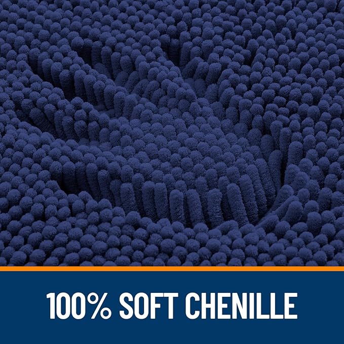OLANLY Large Bathroom Rugs 50x30, Soft Absorbent Chenille Bath Rugs, Rubber Backing Quick Dry, Machine Washable Bath Mats for Bathroom Floor, Tub and Shower, Home Decor Accessories, Twilight Sapphire