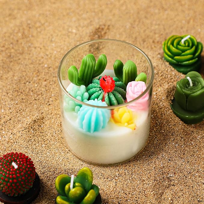 Tondiamo Succulent Cactus Candles Gift, 3.15 Inch Scented Decorative Terrarium Plant Candles Votive for House Warming Wedding Baby Shower Spa Home Decoration Christmas Gifts, Pastel