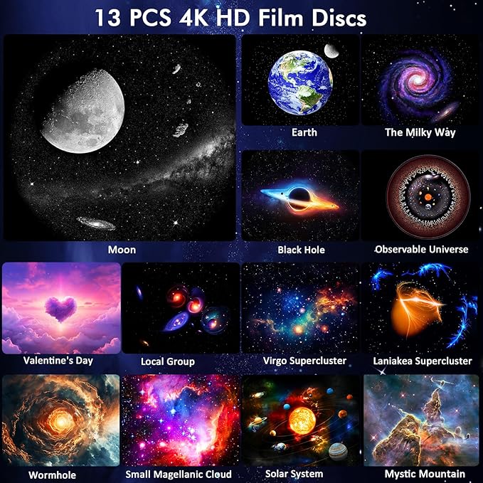 Upgraded Galaxy Star Projector for Bedroom, 13 in 1 Star Projector Galaxy Light,360° Rotating Planetarium Projector with Timer HD Constellation Ceiling Night Light for Kids Adults Room Decor Gift