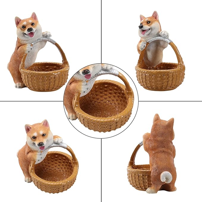 Dog Resin Storage Basket, Desktop Organizer for Remote & Keys, Cute Home Decor Tray, Ideal present for Pet Lovers.(Shiba Inu)