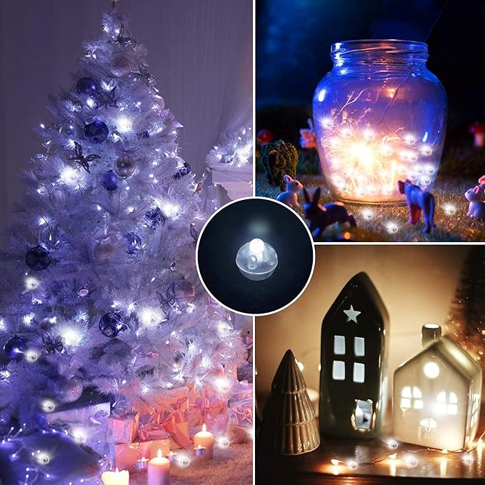 Aogist 100pcs White LED Balloon Light, Tiny Light Mini Round Led Ball Lamp for Paper Lantern Balloon, Indoor Outdoor Event - Fun Halloween Christmas Party Wedding Decoration Supplies