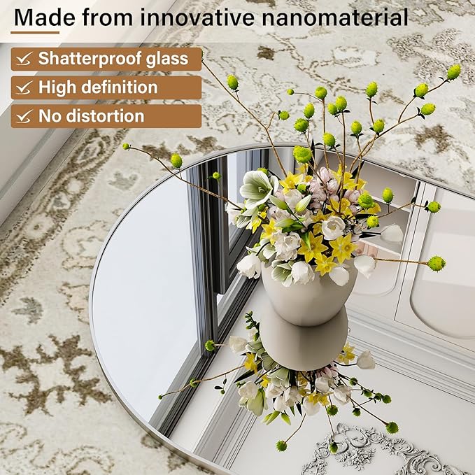 Arched Full Length Mirror 64"x21", Floor Standing Body Mirror with Aluminum Frame,Leaning Hanging for Bedroom Cloakroom Living Room Silver