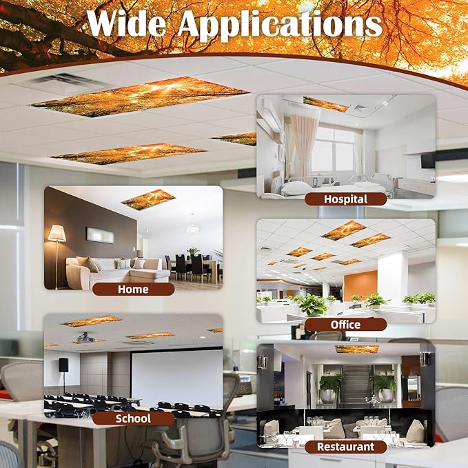 ANGSYLTH 2 Pcs Fluorescent Light Covers - 4 x 2 Feet Covers for Ceiling Lights, Magnetic Light Filters for Classroom, Office, Hospitals, Home
