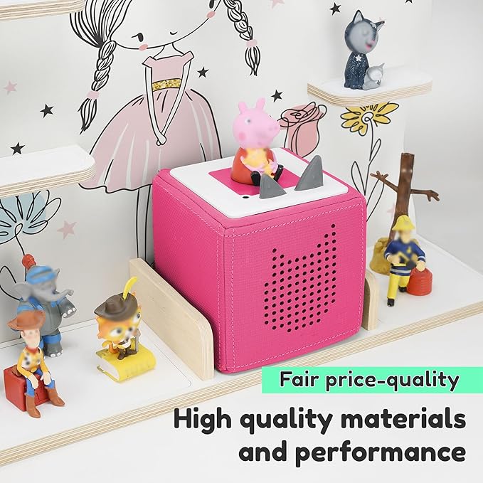 stadtecken Wooden Shelf for Music Box I Suitable for The Toniebox and ca. 50 Tonies I Perfect Storage in The Children's Room I for Setting up or Hanging (Large, Flower Princess)