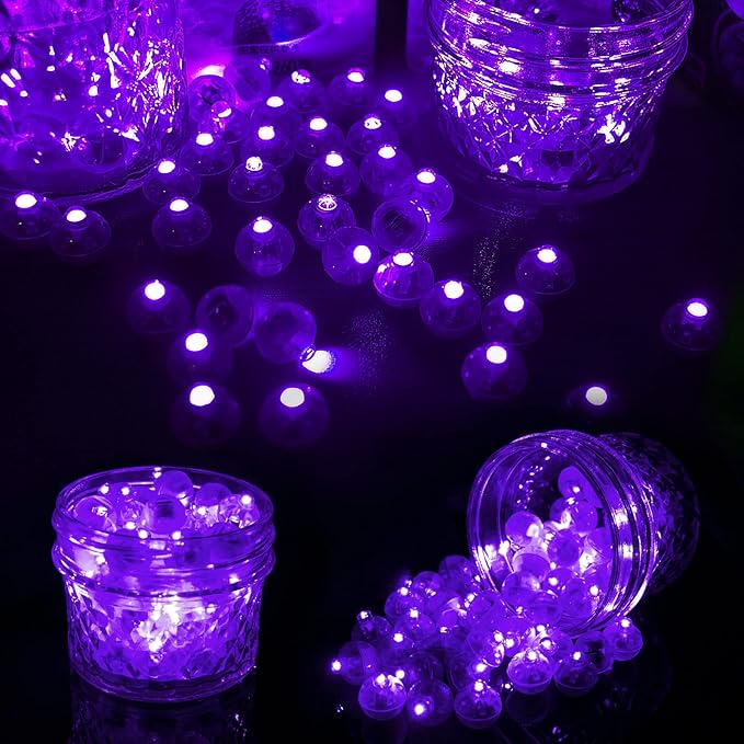 Aogist 200Pcs Purple Balloon Lights with Hook,Long Standby Time,Waterproof Mini Light for Birthday Party Wedding Christmas Halloween Easter Decorative (Flash)