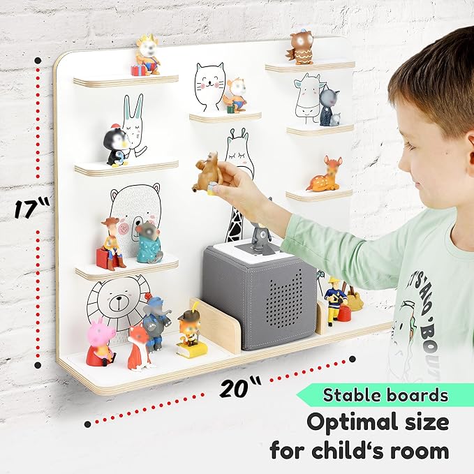 stadtecken Wooden Shelf for Music Box I Suitable for The Toniebox and Tonies I Perfect Storage in The Children's Room I for Setting up or Hanging (Friends)
