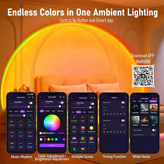 XEBKOR Astronaut Sunset Lamp Projector - 720° Magnetic Rotating RGB LED Night Light, 16M Colors Smart APP Control, Aesthetic Room Decor & Mood Lighting, Unique Space Gifts for Kids Teen Girls Adults