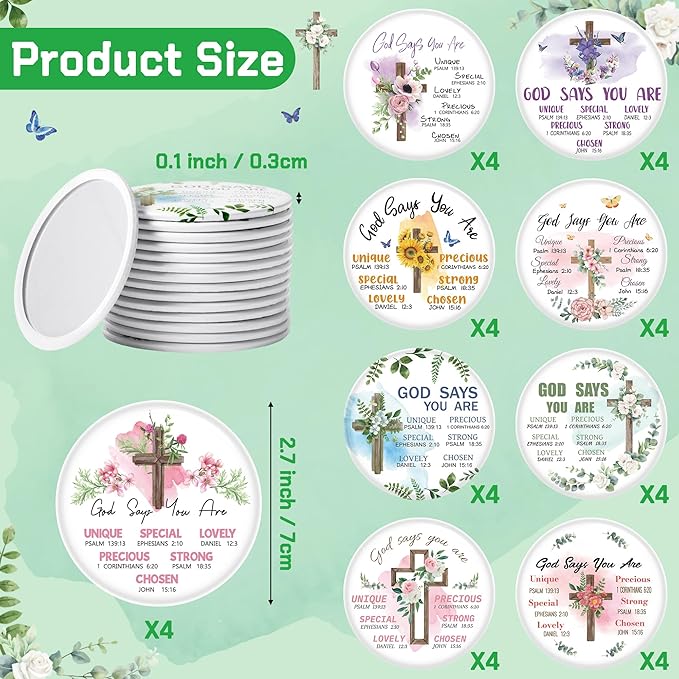 Y1tvei Christian Gifts Compact Mirror - 36Pcs Flower Cross God Say You are Bible Verse Mini Compact Mirrors Inspirational Small Portable Pocket Makeup Mirror for Purse Church Party Favors for Women