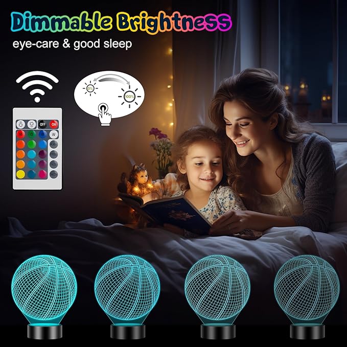 Linkax Basketball Gifts Stocking Stuffers for Teens Boys Girls, Basketball 3D Illusion Night Light Christmas Gifts for Ages 8-13, 5-15 Year Old Boy Birthday Present Room Decor