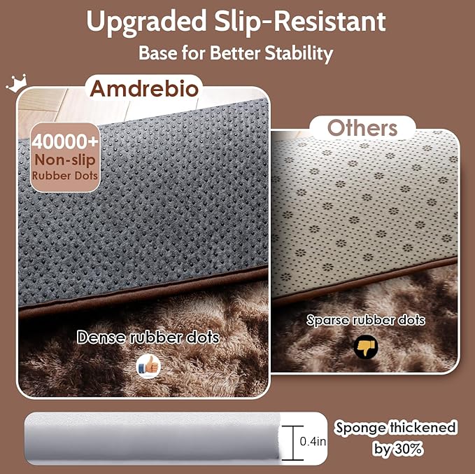 Amdrebio Tie-Dyed Brown Rugs for Bedroom Living Room, 8x10 Large Fluffy Shaggy Plush Area Rugs for Kids Room Decor Aesthetic, Modern Cool Fuzzy Furry Carpet for Classroom Playroom Preppy Dorm Nursery