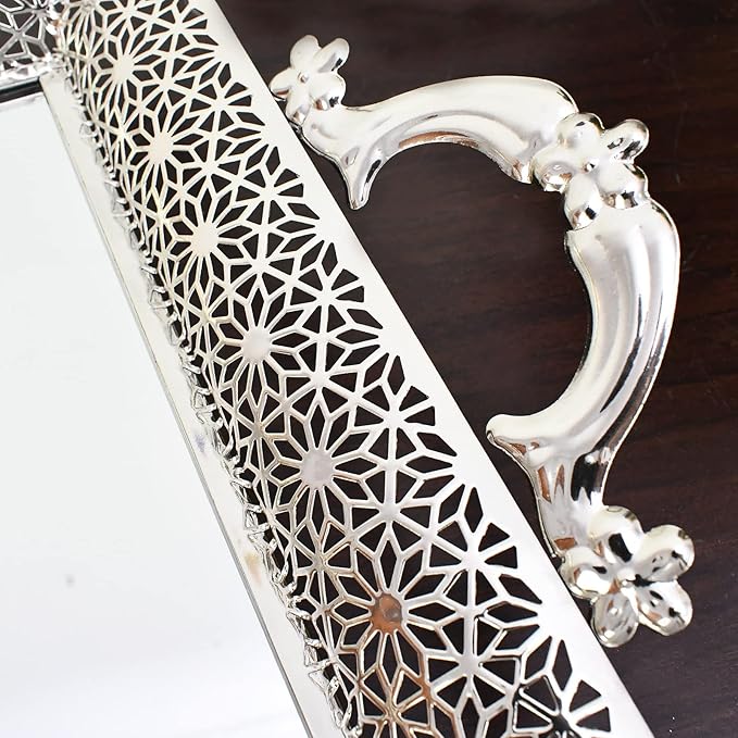 Decorative Glass Mirrored Tray Home Decor Vanity Tray for Dresser Make Up Jewelry Organizer Gold Perfume Tray Rectangle