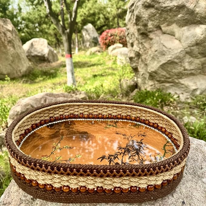 Zenpeace Wicker Basket, Suitable For Hand-Woven Basket Rectangular Storage Basket with A Handle, for Organizing and Decorating Projects, Storage Clothes and Various Items