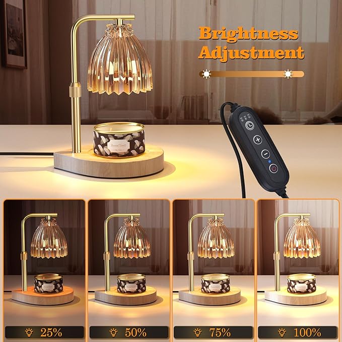 Mothers Day Gifts, Candle Warmer Lamp with Adjustable Height, Timer & Dimmer, Birthday Gifts for Women, Elegant Gift Box & Greeting Card, Candle Lamp with 2 Bulbs for Home Decor/Bedroom/Office