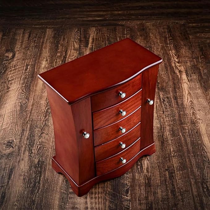 Makeup Organizers Wooden Jewelry Box Multi-Layer Drawer Storage Box Ring Earring Necklace Bracelet Watch Small Jewelry Storage Box Retro Jewelry Box