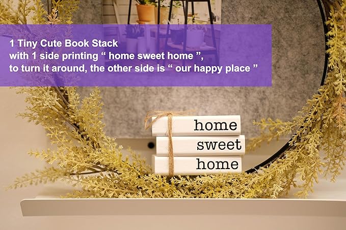 LIVDUCOT Farmhouse Mini White Decorative Books for Tiered Tray Decor - Wooden Book Stack Faux Books for Coffee Table Living Room Decoration - Small Shelf Decor Accent