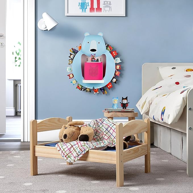 TonieBox Storage, Tonies Storage Shelf,Creative Bear Design Children's Magnetic Tonies Shelf,30-40pcs Tonies Figures Floating Shelf for Tonies Figures Display (Blue).