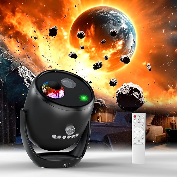 AIRIVO 3D Galaxy Projector, 3D Visual Star Projector with 90 3D Scenes, Planetarium Projector with Bluetooth Speaker, Moving Stars, Night Light Projector for Room Decor, Kids Adults, Christmas, Black