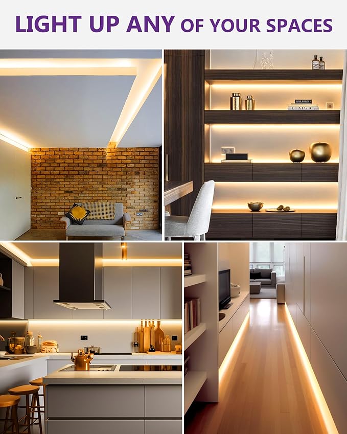 HitLights LED Strip Lights Warm White 2700K, 16.4ft Premium High Density 24V Tape Light, 600 LEDs, 426 LM/FT, CRI 90+, IP30, Lighting for Kitchen, Under Cabinets, UL Listed (Power Source Not Included)