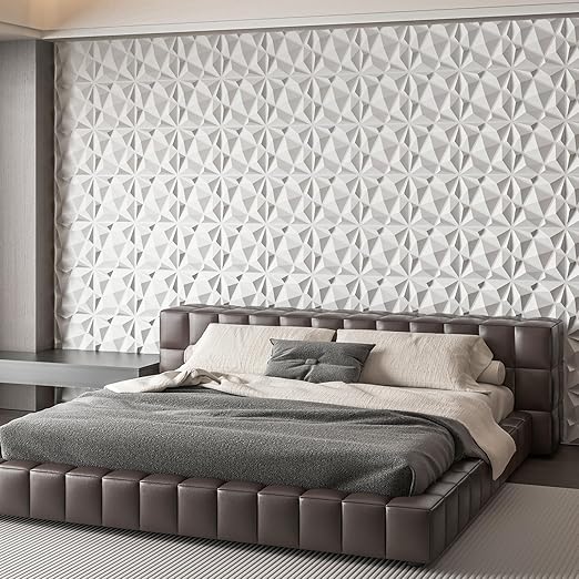Art3dwallpanels 20 Pack 3D Wall Panels for Interior Wall Decor, 12''x12'' White Accent Diamond Panels for Gaming Room Bedroom TV Background, White