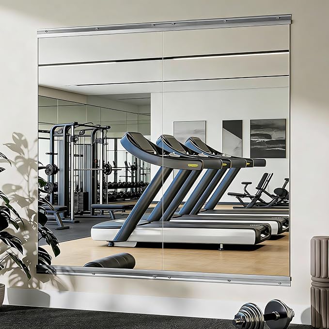 VooBang Home Gym Mirror - 2 PCS 30×55 inches, Large Frameless Wall Mounted Full Length Body Mirror for Dancing Studio, Exercise, Fineness, Yoga, Tempered Glass
