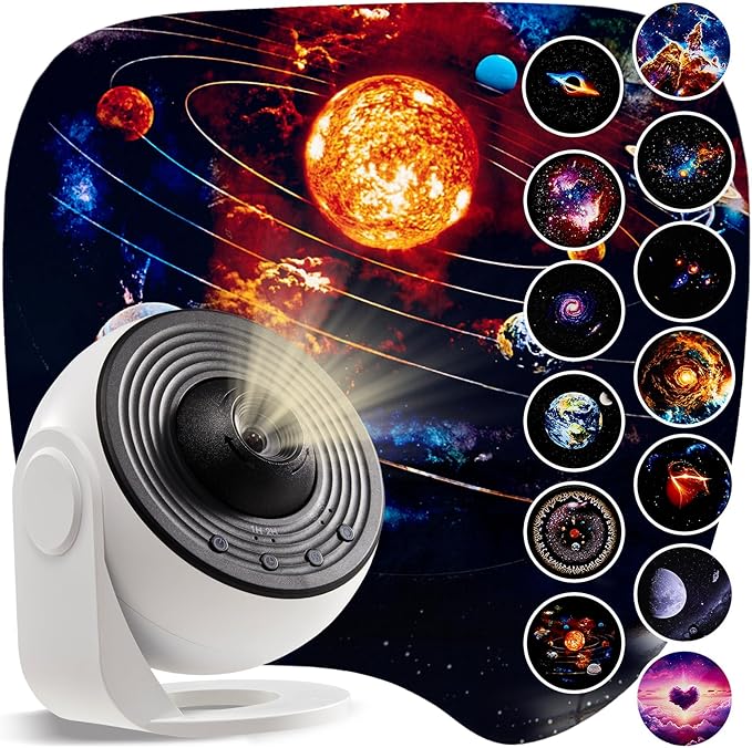 Luxury Galaxy Projector Gift Set – 360° Rotating HD Nebula, 13 Cosmic Discs, Adjustable Brightness & Speed, Auto-Off Timer (1/2H), Perfect for Kids & Adults
