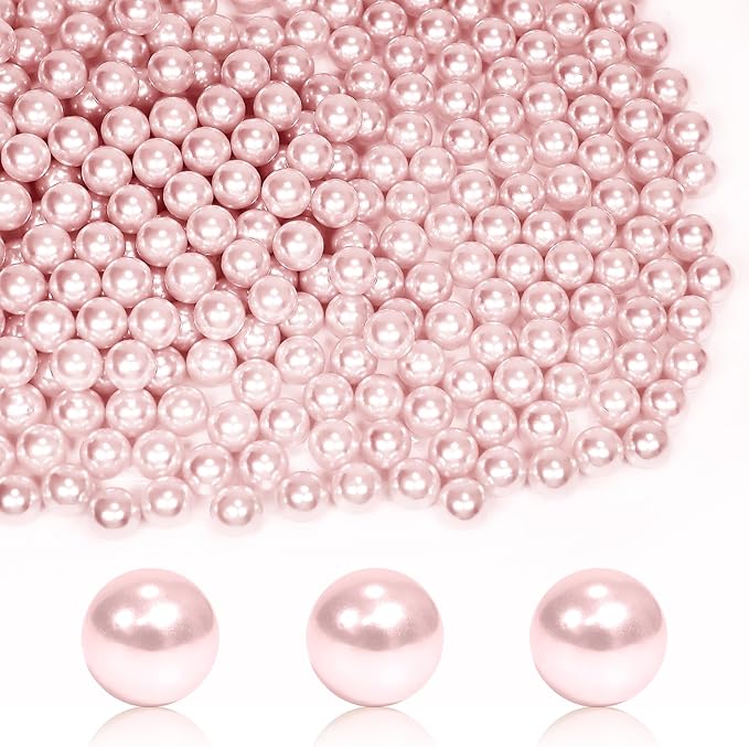 2800Pcs Pink Vase Filler Pearl Beads for Crafting 6mm Beads No Holes Decor Suitable for Wedding Decor, Party Decorations, Centerpiece Table Decorations