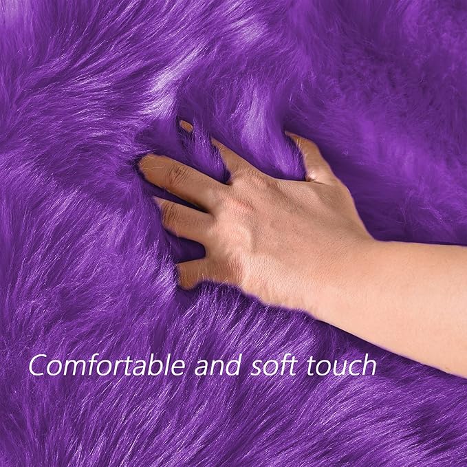 Latepis 8x10 Area Rugs for Living Room Fluffy Bedroom Purple Washable Faux Fur Rug Fuzzy Shag Rug Carpet Floor Plush Room Rug Home Decor Rectangle