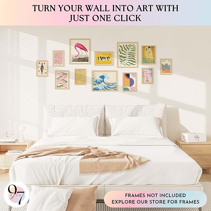 97 Decor Artsy Eclectic Wall Art - Boho Maximalist, Trendy Gallery Wall Art, Famous Artist Posters, Colorful Japanese Wall Decor Aesthetic Pictures for Home Bedroom (Unframed)