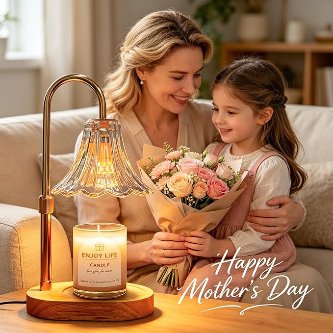 Banbanda Candle Warmer Lamp with Timer: 2026 Mothers Day Gifts for Women, Adjustable Camdle Warmer with 2 Bulbs, Flower Candle Lamp for House Warming Room Decor