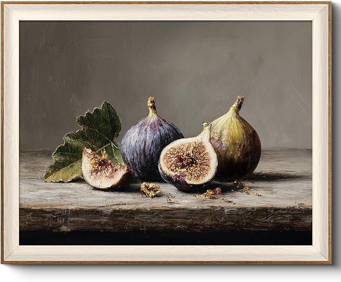 VIYYIEA Framed Wall Art for Living Room, Still Life Fig Canvas Prints, Rustic Kitchen Wall Decor, Vintage Fruit Art for Dining Room Bedroom Office, Modern Aesthetic Gift, 16x20 Inch