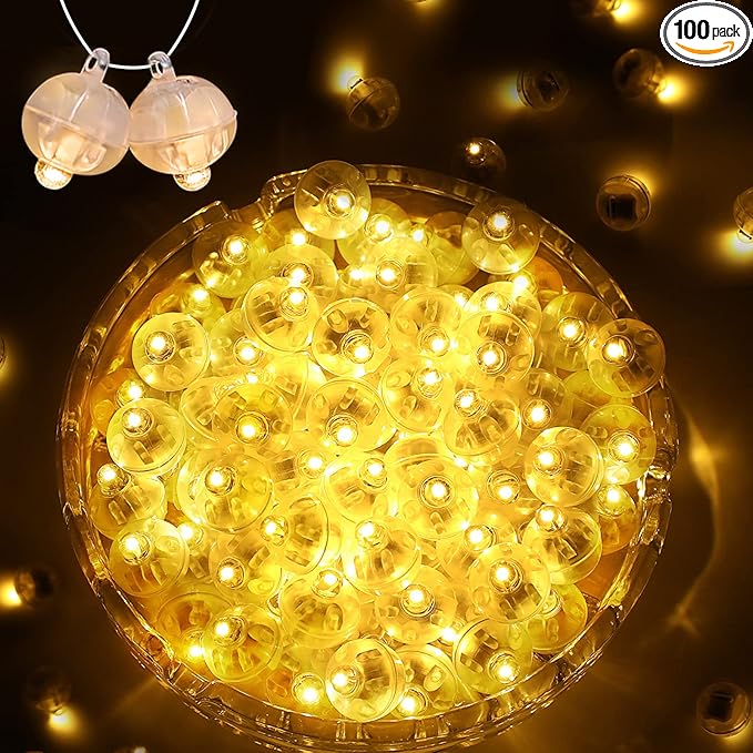 100PCs Mini Led Lights,Flashing Led Balloons Light for Party Decorations Neon Party Lights for Paper Lantern Easter Eggs Birthday Party Wedding Halloween Christmas Decoration - Blinking Warm