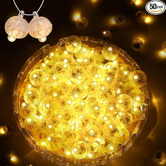 50PCs Mini Led Lights, Flash Led Balloons Light for Party Decorations Neon Party Lights for Paper Lantern Easter Eggs Birthday Party Wedding Halloween Christmas Decoration-Blinking Warm White