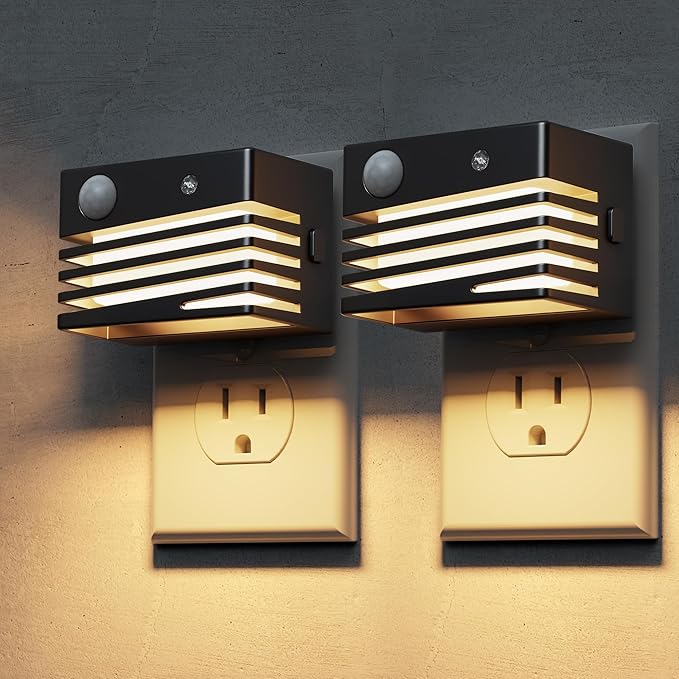 L LOHAS LED Night Lights Plug into Wall, 3 Mode Dimmable Plug in Night Light with Motion Sensor, Adjustable Brightness, 3000K Soft White for Bedroom Bathroom Hallway