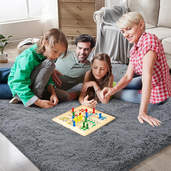 10X14 Large Shag Area Rugs for Living Room Bedroom,Big Soft Purple Fluffy Rug for Bedroom Dorm, Indoor Carpet Nursery Rugs for Kids Girls Room Home Decor,Dark Grey