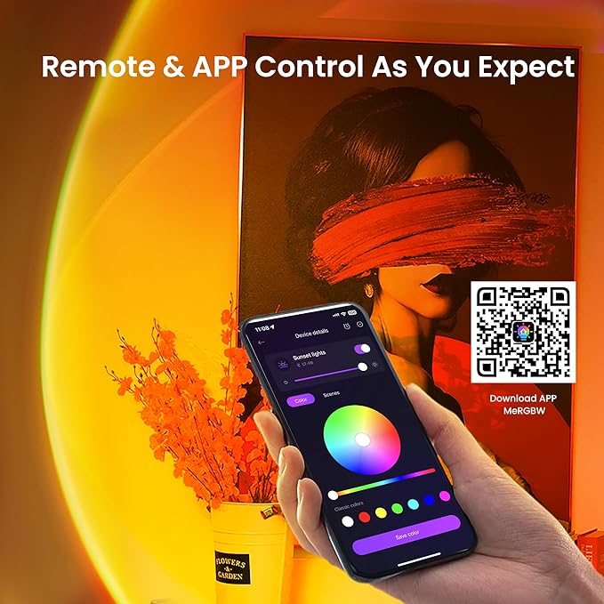 Tsrarey Sunset Lamp Projection, Not Only 21 Colors Sunset Lights, 180 Degree Rotation Led Light, Push Button Switch & APP Control Projector for Party Bedroom Decor