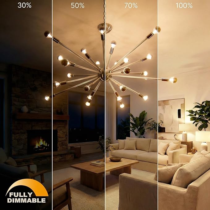 Half Chrome Light Bulb 6W (60 Watt Equivalent), Dimmable A19 A Shape 2700K Warm White Decorative LED Edison Bulb, Silver Tipped Light Bulbs E26 Base Pack of 4