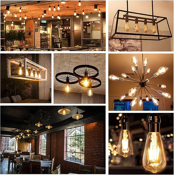 TOBUSA Dimmable LED Edison Light Bulbs 100W Incandescent Equivalent, Vintage Light Bulb 2700K Warm White(Amber Glass), ST64/ST21 LED Filament Bulbs 8W 1200LM, E26 Edison Bulb for Home, Reading 4-Pack
