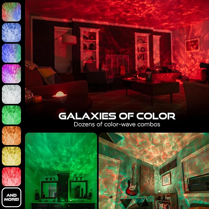 Enbrighten Galaxy Night Light Projector – Star, Aurora & Nebula Ceiling Projector with 15 Color Combinations – USB-C Powered Tabletop Light for Bedroom, Playroom, Game Room & Parties (70333)