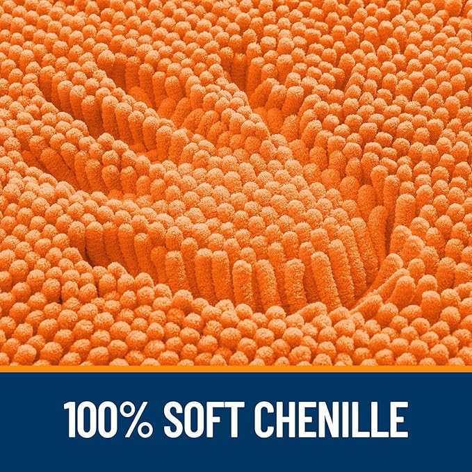 OLANLY Large Bathroom Rugs 70x46, Extra Soft Absorbent Chenille Bath Rugs, Rubber Backing Quick Dry, Machine Washable Bath Mats for Bathroom Floor, Tub and Shower, Home Decor Accessories, Orange