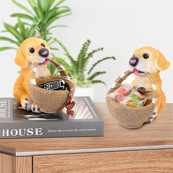 Dog Candy dish Candy bowl, key bowl for entryway table,Funny Dog Dish Key Holder Bowl,Statues for Office Desk Home Decor Entryway Table Decor Storage Basket (Labrador)