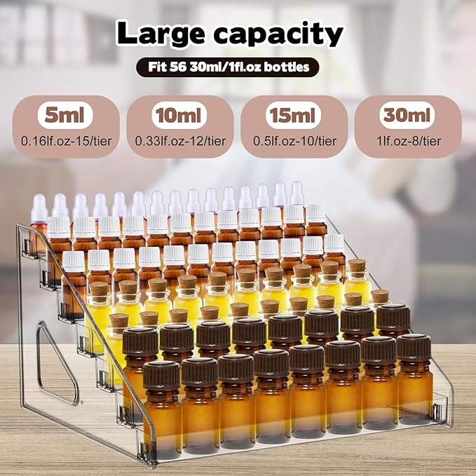 YEXEXINM 2 Pack 7 Tier Essential Oil Organizer,Clear Essential Oil Holder,Essential Oil Storage Shelf,Essential Oil Collection Display Rack Organizer Holds 5ml 10ml 15ml 30ml Essential Oils